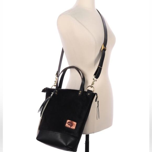 Home Tree black leather mini Rey tote crossbody bag - Picture 1 of 11